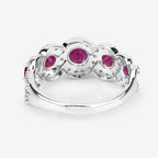1.99 Carat Genuine Ruby and White Diamond 14K White Gold Ring