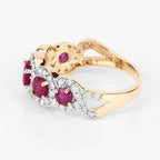 1.99 Carat Genuine Ruby and White Diamond 14K Yellow Gold Ring
