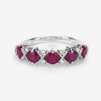 1.61 Carat Genuine Ruby and White Diamond 14K White Gold Ring