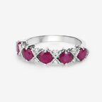1.61 Carat Genuine Ruby and White Diamond 14K White Gold Ring