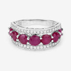 3.24 Carat Genuine Ruby and White Diamond 14K White Gold Ring