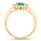 1.34 Carat Genuine Zambian Emerald and White Diamond 14K Yellow Gold Ring