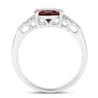 2.87 Carat Genuine Rhodolite and White Diamond 14K White Gold Ring