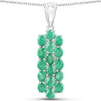 7.80 Carat Genuine Zambian Emerald .925 Sterling Silver 3 Piece Jewelry Set (Ring, Earrings, and Pendant w/ Chain)