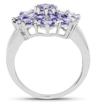 3.37 Carat Genuine Tanzanite and White Topaz .925 Sterling Silver Ring