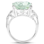 5.52 Carat Genuine Green Amethyst and White Diamond .925 Sterling Silver Ring