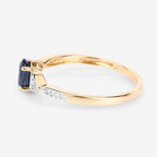 0.53 Carat Genuine Blue Sapphire and White Diamond 10K Yellow Gold Ring