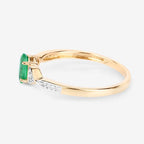 0.49 Carat Genuine Zambian Emerald and White Diamond 10K Yellow Gold Ring
