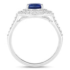 1.96 Carat Genuine Blue Sapphire and White Diamond 18K White Gold Ring
