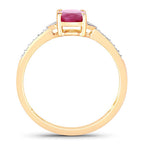 0.95 Carat Genuine Ruby and White Diamond 10K Yellow Gold Ring