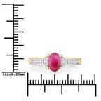 0.95 Carat Genuine Ruby and White Diamond 10K Yellow Gold Ring