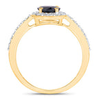 1.82 Carat Genuine Blue Sapphire and White Diamond 14K Yellow Gold Ring