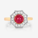 2.01 Carat Genuine Ruby and White Diamond 14K Yellow Gold Ring