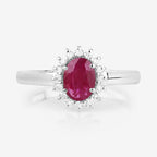 1.01 Carat Genuine Ruby and White Diamond 10K White Gold Ring