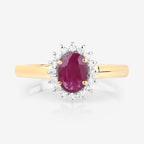 1.01 Carat Genuine Ruby and White Diamond 10K Yellow Gold Ring