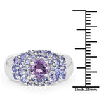 2.43 Carat Genuine Amethyst and Tanzanite .925 Sterling Silver Ring