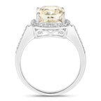 IGI Certified 4.02 Carat Genuine Light Yellow Diamond Center and 0.36cttw White Diamond 18K White Gold Ring (4.38cttw)
