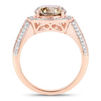 IGI Certified 3.01 Carat Genuine Brown Diamond Center and 0.52cttw White Diamond 18K Rose Gold Ring (3.53cttw)