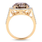 IGI Certified 7.07 Carat Genuine Brown Diamond Center and 0.64cttw White Diamond 18K Yellow Gold Ring (7.71cttw)