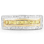 1.08 Carat Genuine Yellow Sapphire .925 Sterling Silver Ring