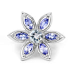 1.34 Carat Genuine Aquamarine and Tanzanite .925 Sterling Silver Ring