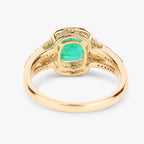1.65 Carat Genuine Ethiopian Emerald and White Diamond 14K Yellow Gold Ring