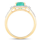 1.65 Carat Genuine Ethiopian Emerald and White Diamond 14K Yellow Gold Ring