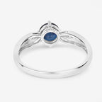 0.89 Carat Genuine Blue Sapphire and White Diamond 10K White Gold Ring