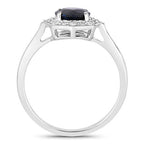 1.34 Carat Genuine Blue Sapphire and White Diamond 10K White Gold Ring