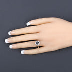 1.34 Carat Genuine Blue Sapphire and White Diamond 10K Yellow Gold Ring