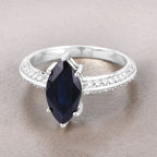 2.39 Carat Genuine Blue Sapphire and White Diamond 10K White Gold Ring
