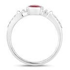 1.00 Carat Genuine Ruby and White Diamond 14K White Gold Ring
