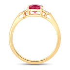 1.22 Carat Genuine Ruby and White Diamond 14K Yellow Gold Ring