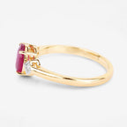 1.22 Carat Genuine Ruby and White Diamond 14K Yellow Gold Ring