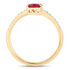 1.43 Carat Genuine Ruby and White Diamond 14K Yellow Gold Ring