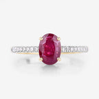 1.43 Carat Genuine Ruby and White Diamond 14K Yellow Gold Ring