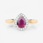 1.02 Carat Genuine Ruby and White Diamond 14K Yellow Gold Ring