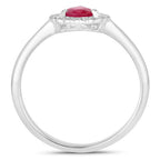 0.94 Carat Genuine Ruby and White Diamond 14K White Gold Ring
