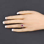 0.94 Carat Genuine Ruby and White Diamond 14K White Gold Ring