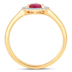0.94 Carat Genuine Ruby and White Diamond 14K Yellow Gold Ring