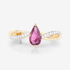 0.52 Carat Genuine Ruby and White Diamond 14K Yellow Gold Ring
