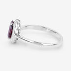 1.30 Carat Genuine Ruby and White Diamond 14K White Gold Ring