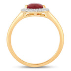 1.38 Carat Genuine Ruby and White Diamond 14K Yellow Gold Ring