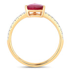 1.68 Carat Genuine Ruby and White Diamond 14K Yellow Gold Ring