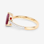 1.68 Carat Genuine Ruby and White Diamond 14K Yellow Gold Ring