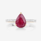 1.68 Carat Genuine Ruby and White Diamond 14K Yellow Gold Ring