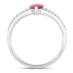 1.58 Carat Genuine Ruby and White Diamond 14K White Gold Ring