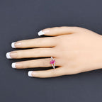 1.58 Carat Genuine Ruby and White Diamond 14K Yellow Gold Ring