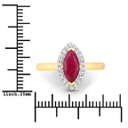 1.57 Carat Genuine Ruby and White Diamond 14K Yellow Gold Ring