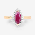 1.57 Carat Genuine Ruby and White Diamond 14K Yellow Gold Ring